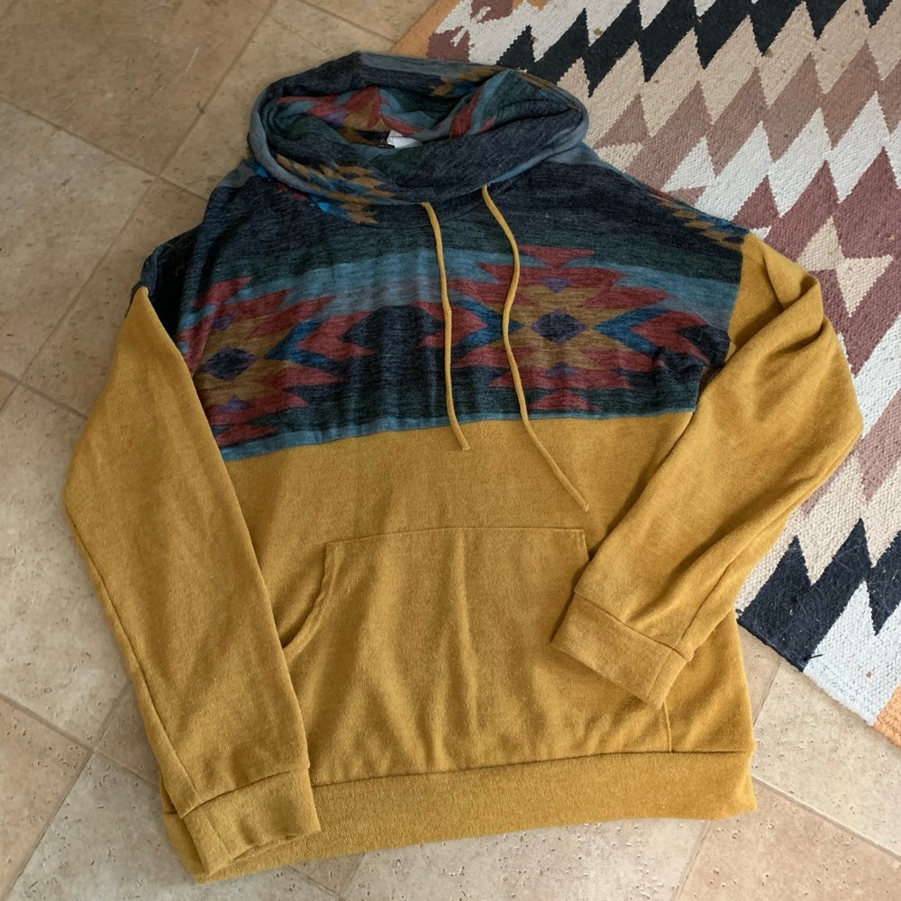 🛍 Tribal Print Cowl Neck Pullover